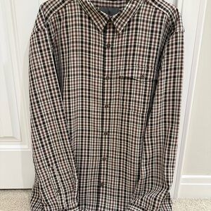 Royal Robbins Burgundy and Cream Checkered Shirt XXL